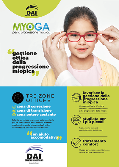 MYOGA, la monofocale intelligente per la compensazione della miopia nei più piccoli.
