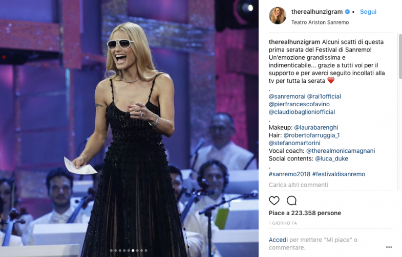 Sanremo 2018: Michelle Hunziker indossa Lozza Zilo